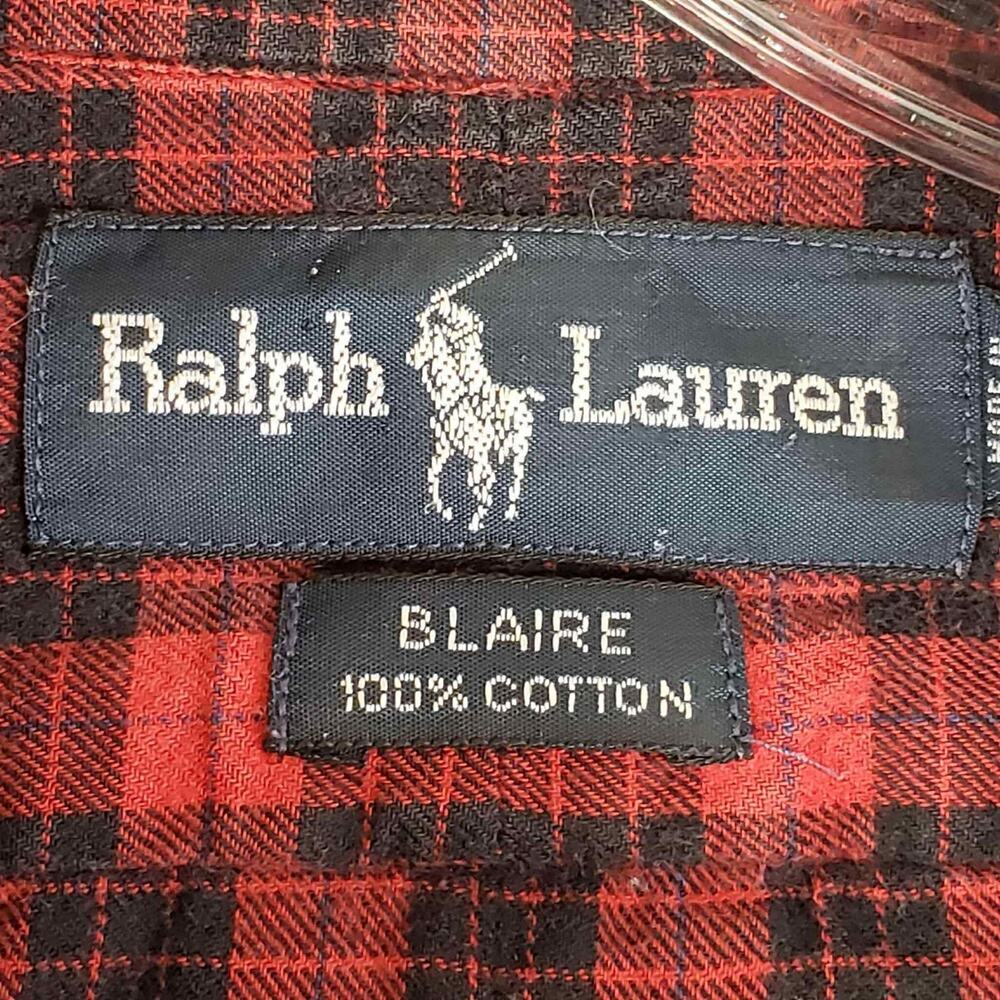 Polo Ralph Lauren Shirt Oxford Button Down Mens Large L Red Plaid LS Blaire - Picture 7 of 12